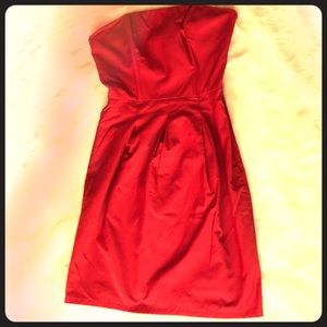 Strapless red dress